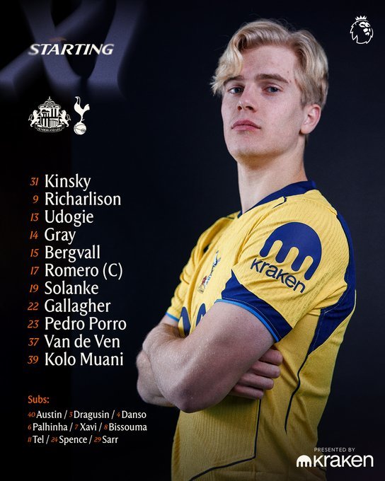 热刺vs桑德兰首发：穆阿尼、索兰克出战，罗梅罗、波罗先发