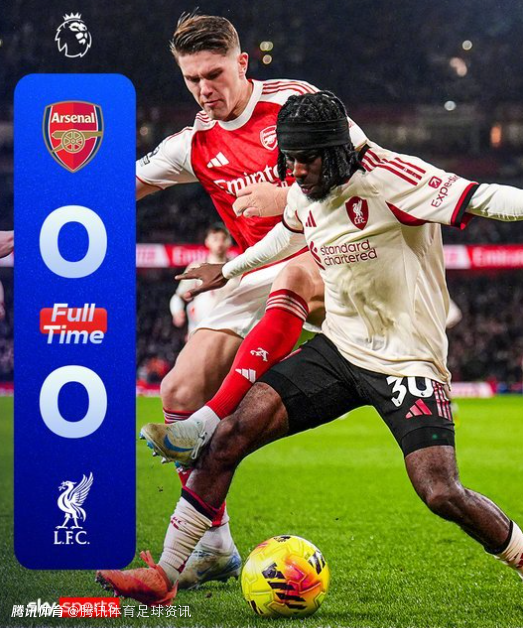 最终0-0握手言和！詹俊：阿森纳下半场保守但明智 利物浦低位防守显无奈