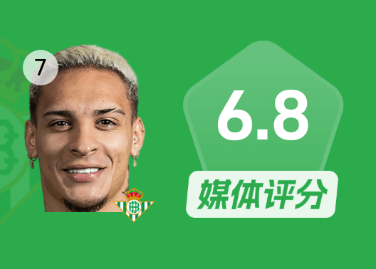 安东尼比赛数据：2次射门0射正，最后时刻险些完成绝杀