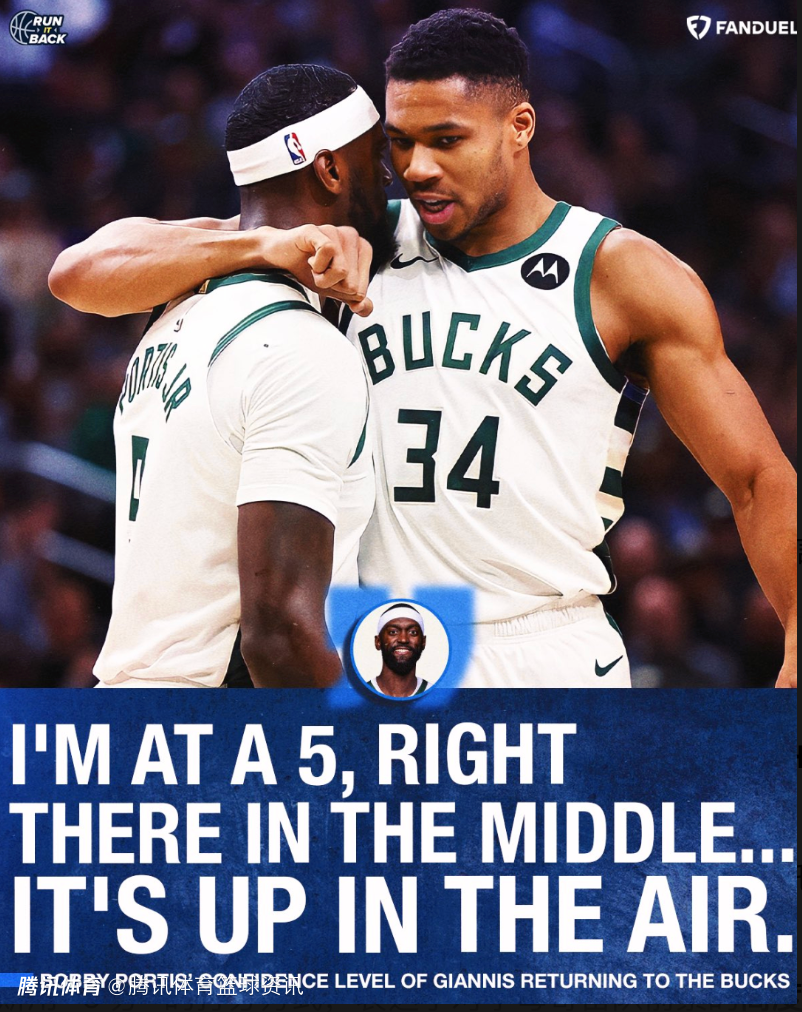 波蒂斯：如果字母哥留队可能性满分是10分制 那我只能给5-7分