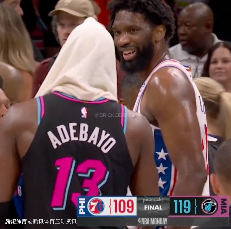 阿德巴约打趣恩比德为碰瓷型球员：我根本就没碰你啊兄弟