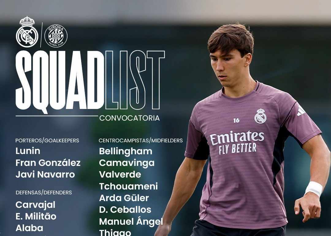 皇马联赛大名单：吕迪格缺席，马斯坦托诺停赛，福特亚首次入选