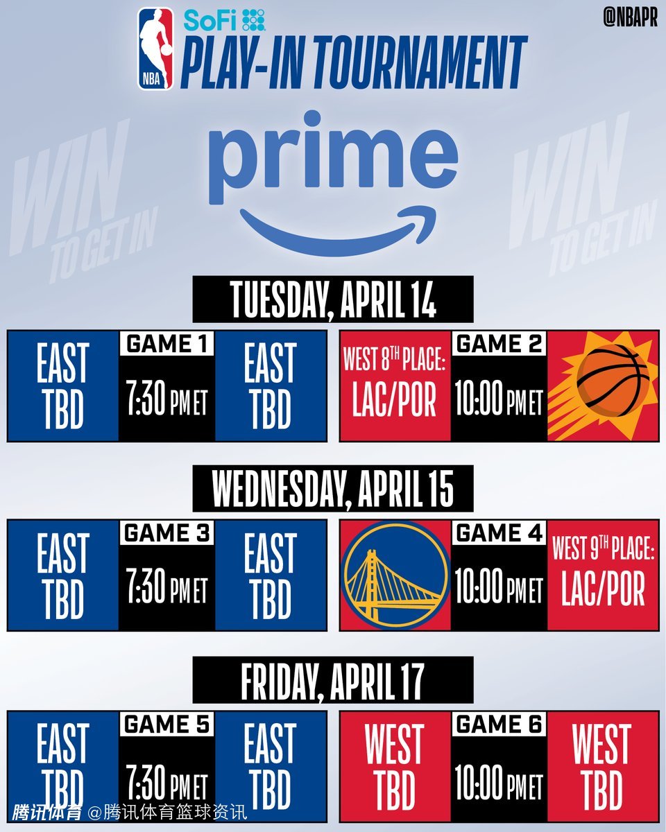 NBA官方公布附加赛赛程：4月15日开战 18日决出全部季后赛席位