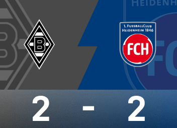 德甲战报：莫希亚、霍诺拉特建功，门兴格拉德巴赫2-2战平海登海姆