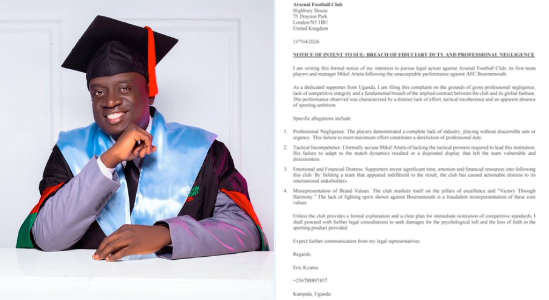 一名乌干达阿森纳球迷受不了球队表现，决定把枪手告上法庭