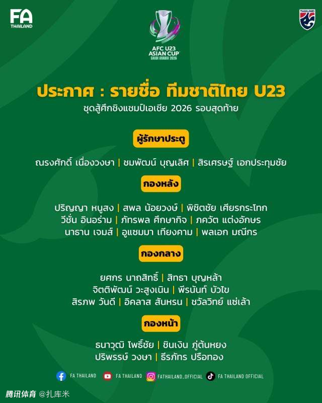 中国队利好！泰国公布U23亚洲杯名单：8名主力缺席，派二队出战