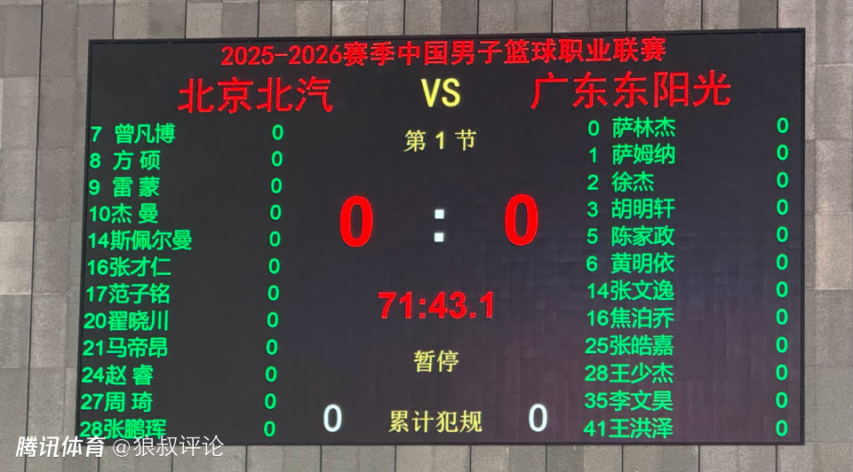 广东vs北京12人名单：曾凡博迎新赛季首秀 奎恩、陈盈骏缺席