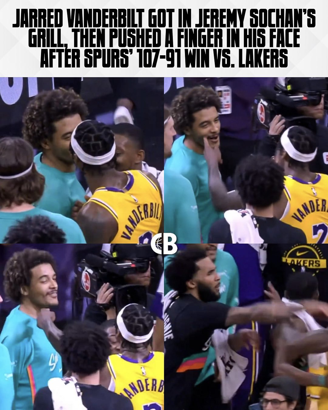 索汉淡化与湖人队范德比尔特冲突：我们只是进行了礼貌的交流 我情绪很稳定