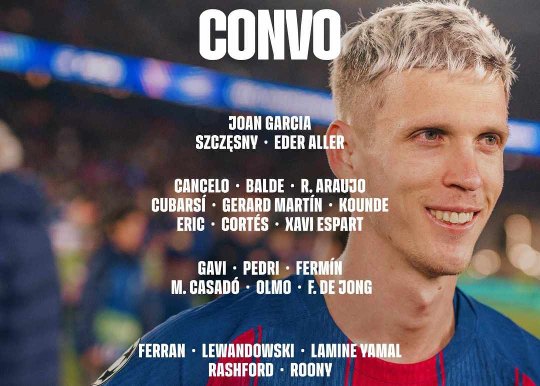 巴萨公布加泰德比名单：亚马尔、莱万领衔，德容回归