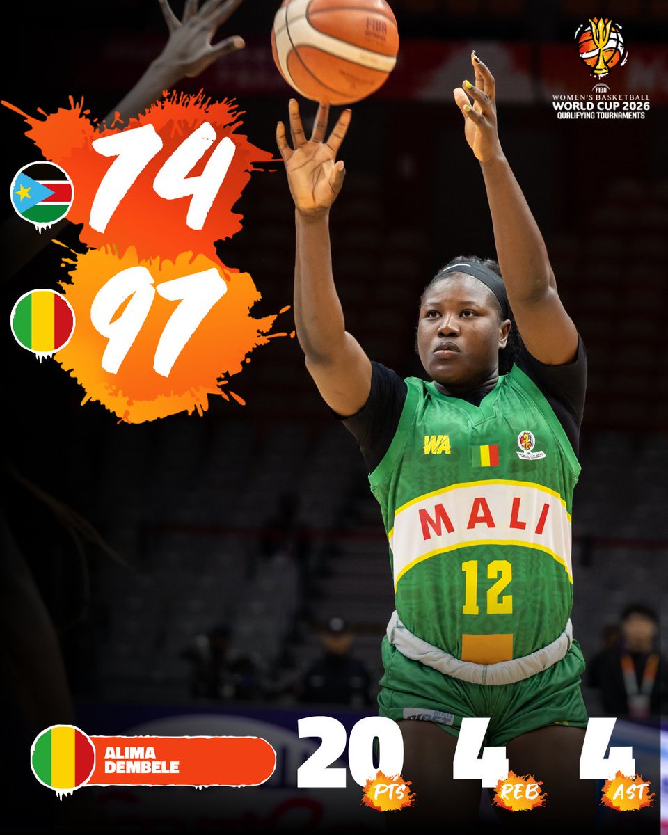 女篮世预赛-马里23分大胜南苏丹延续晋级希望 登贝莱20+4+4海达拉19+7+6+6抢断