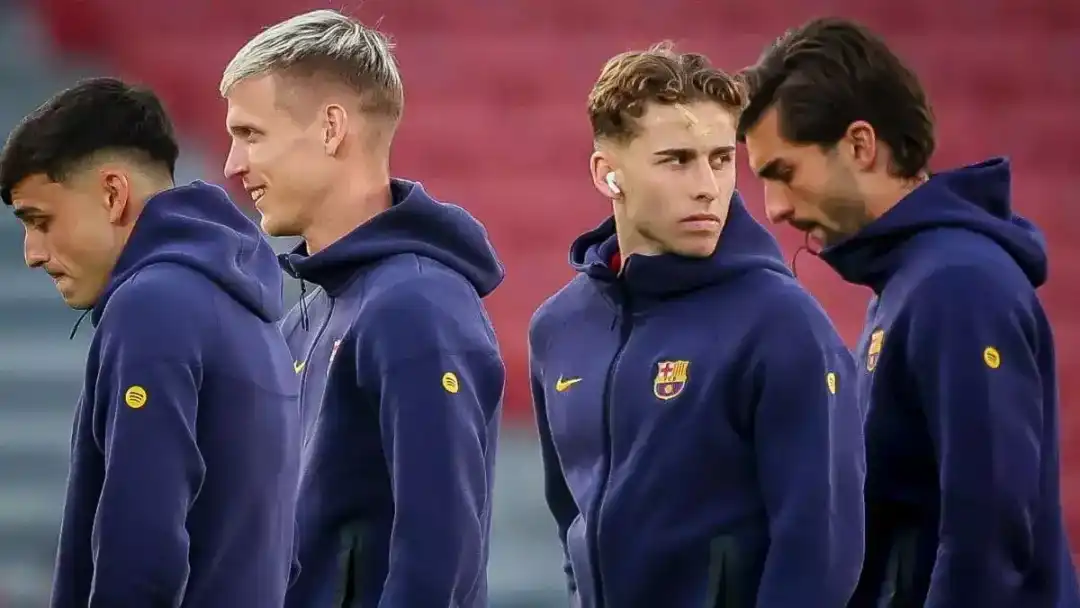 每体：费尔明训练中头部受伤，导致额头肿了一块