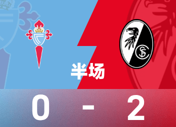 欧联半场：马塔诺维奇、铃木唯人破门，塞尔塔0-2弗赖堡