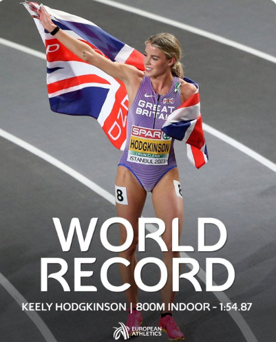 英国奥运冠军破女子室内800米世界纪录 原纪录正好在她出生日创造