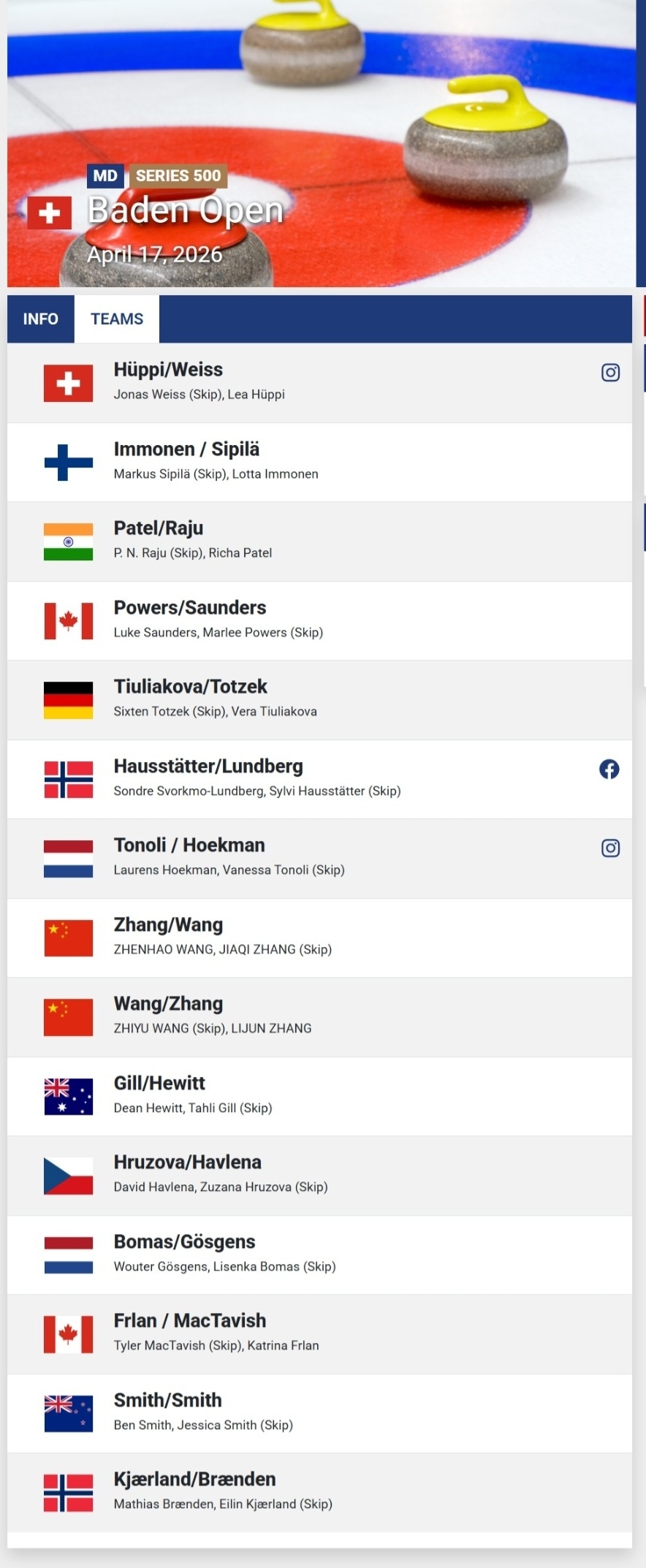 巴登冰壶混双赛中国阵容：男队替补王振豪在列！叶紫萱/于森意外落选