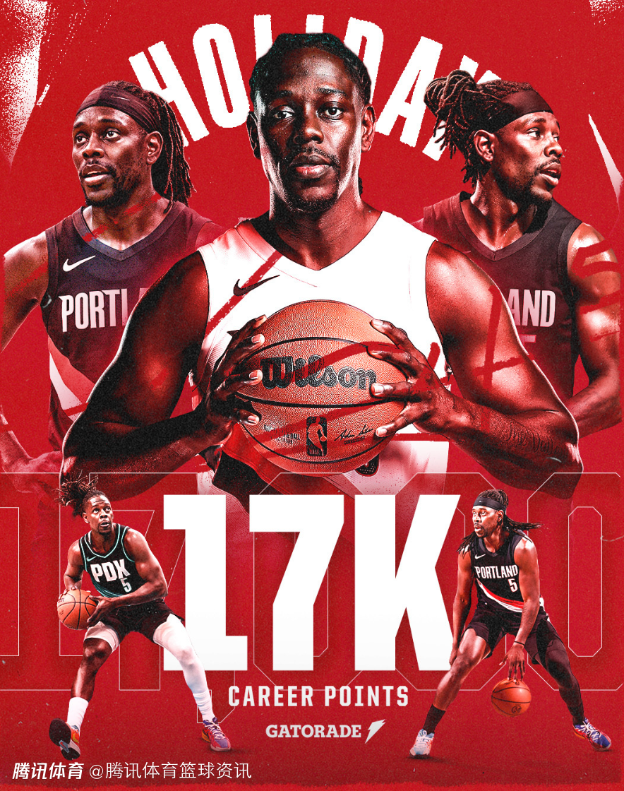 里程碑！霍勒迪面对奥科吉防守干拔三分命中 生涯总得分突破17000大关