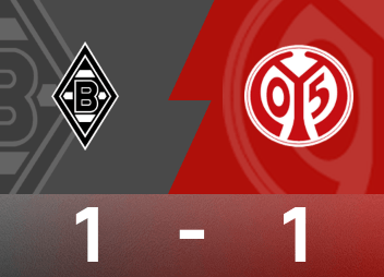 德甲战报：斯凯利破门制胜，门兴格拉德巴赫1-0战胜美因茨