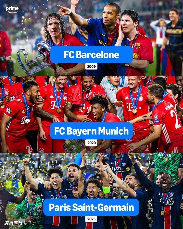 三支6冠王：09巴萨宇宙队最强！20拜仁次之，25巴黎含金量最低