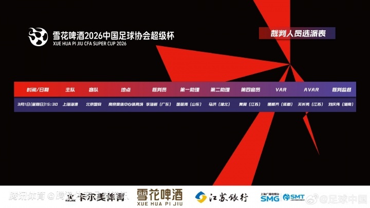 超级杯海港vs国安裁判确定 上赛季金哨李海新担任主裁判