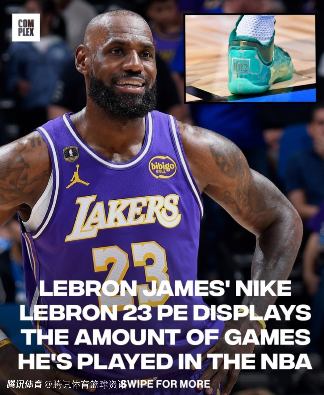 詹姆斯对阵魔术上脚历史出场王纪念球鞋 “1612”数字见证其里程碑