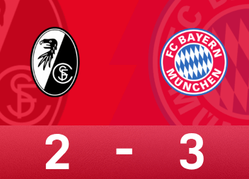 德甲战报：比朔夫双响，卡尔绝杀，拜仁连追3球3-2弗赖堡