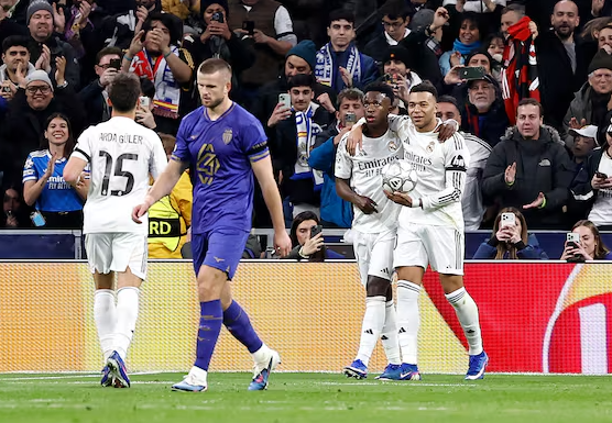 欧冠：皇马 6-1胜摩纳哥升至第2 姆巴佩两球维尼修斯1射2传