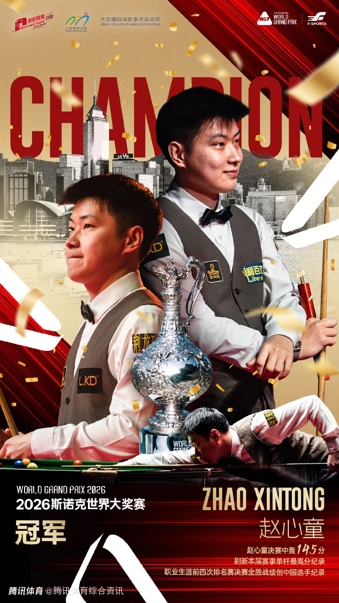 赛季第二冠！斯诺克世界大奖赛决赛：赵心童10-6战胜张安达夺得冠军