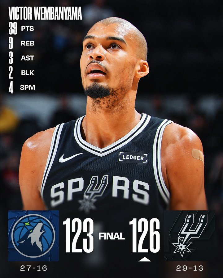 文班亚马+爱德华兹贡献94分 联手创造状元对决最高总得分纪录