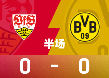 德甲半场：科贝尔屡次救险，多特半场仅2脚射门0-0斯图加特