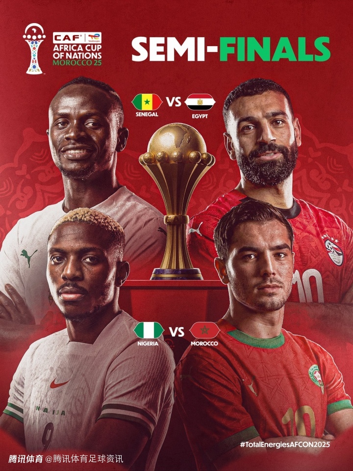 非洲杯半决赛对阵出炉：塞内加尔vs埃及 尼日利亚vs东道主摩洛哥