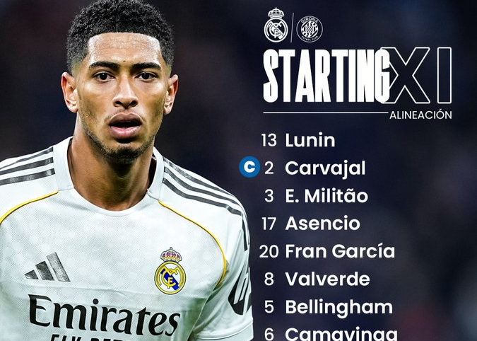 皇马vs赫罗纳首发：贝林厄姆回归首发，姆巴佩、修斯领衔