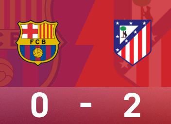 欧冠战报：小蜘蛛、瑟洛特破门，马竞2-0十人巴萨占先机