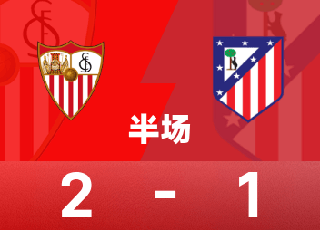 西甲半场：亚当斯点射，古德利破门，塞维利亚2-1马竞