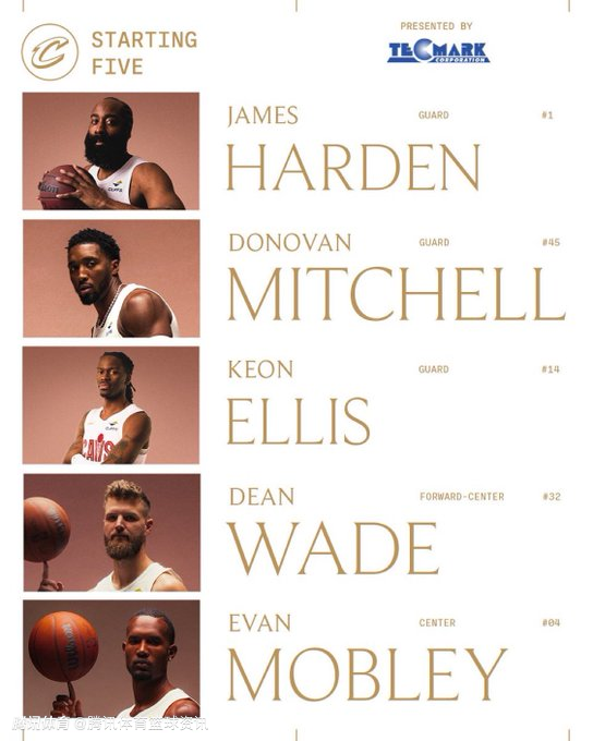 骑士vs独行侠首发出炉：哈登米切尔领衔 埃利斯加盟后首次首发