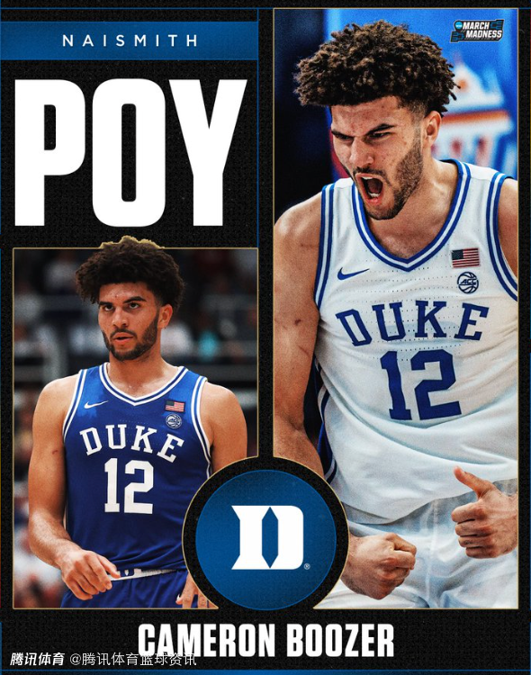 杜克学子连庄该奖项！卡梅隆-布泽尔当选奈史密斯男子大学生年度最佳球员